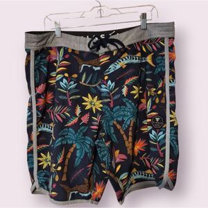 Vissla Upcycle Board Shorts Mens 36 Floral All Over Print Swim Stretch Trunks
